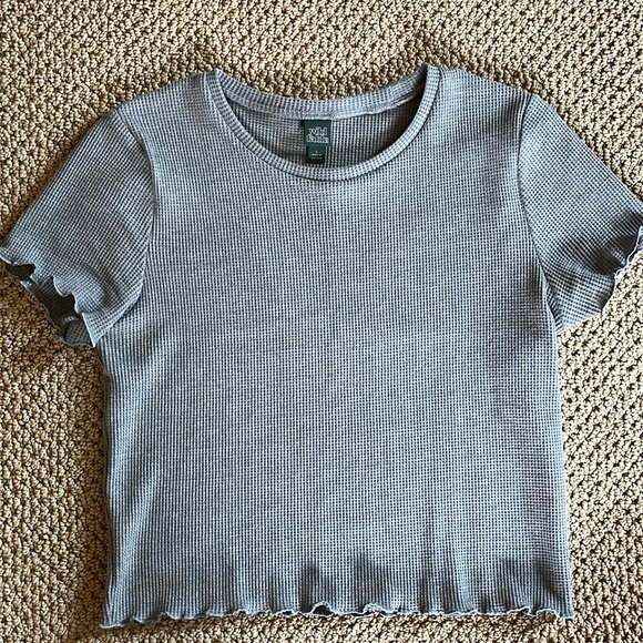 Wild fable waffle knit lettuce edge baby tee top - Picture 1 of 4
